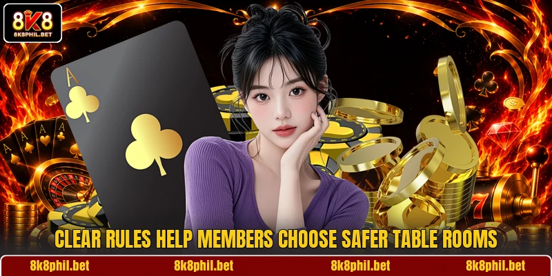 Clear rules help members choose safer table rooms Clear rules help members choose safer table rooms