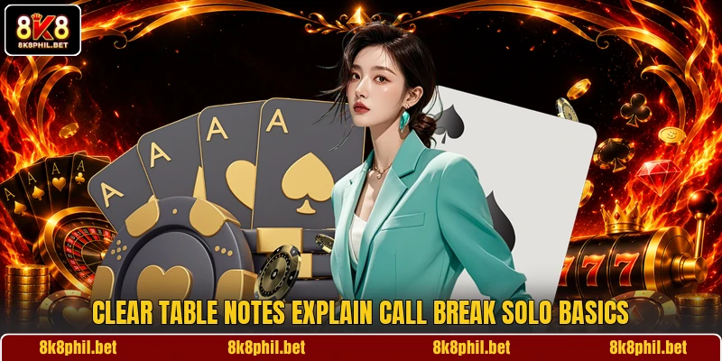 Clear table notes explain call break solo basics