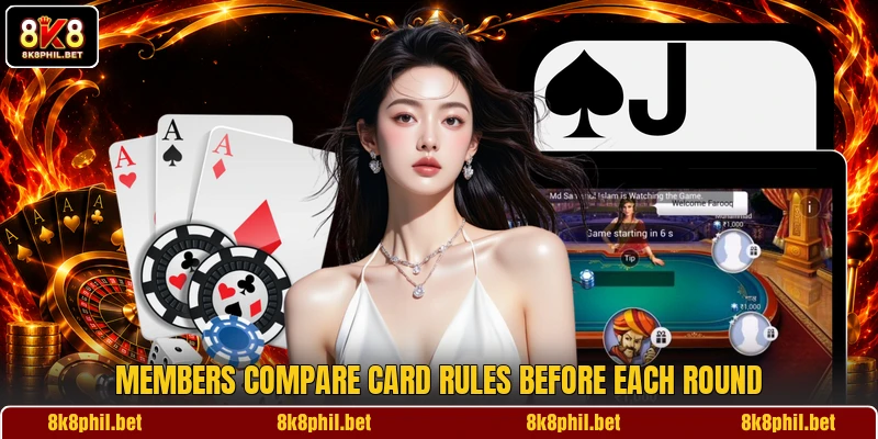 Members compare card rules before each round