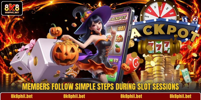 Members follow simple steps during slot sessions