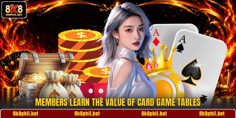 Members learn the value of card game tables Members learn the value of card game tables