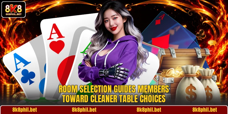 Room selection guides members toward cleaner table choices